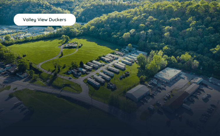 Aerial view of Valley View Duckers mobile home park